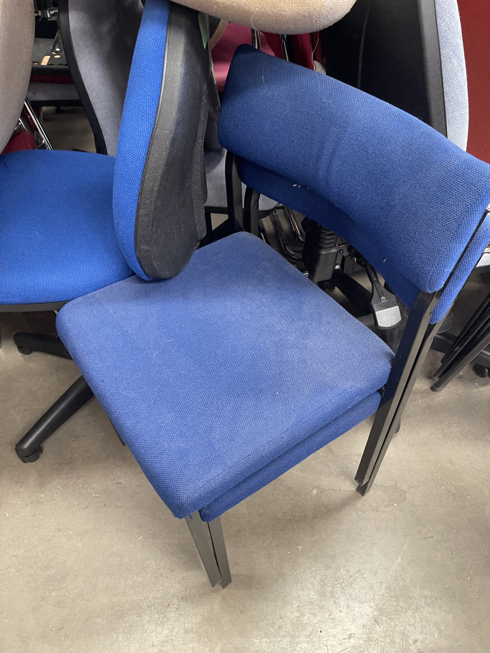square back stacking chair x2