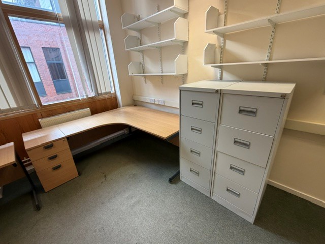 Filing cabinets and radius desk