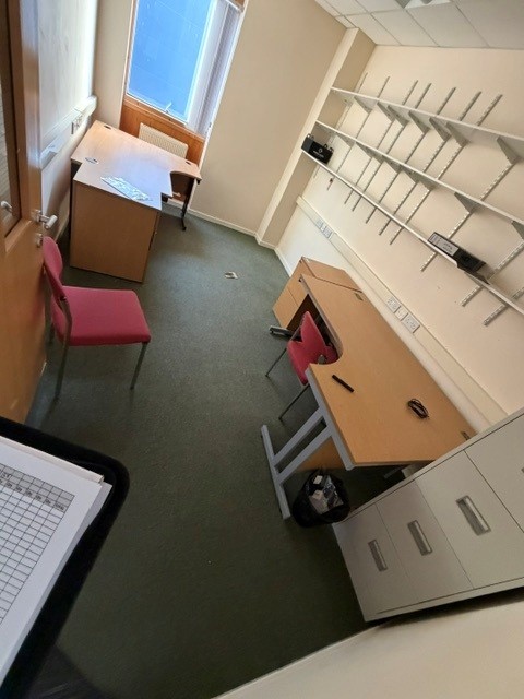 Radius desks, Byte Chair and filing cabinet